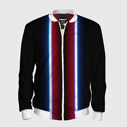Бомбер мужской Color white blue red neon, цвет: 3D-белый