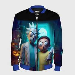 Бомбер мужской Rick with Morty - halloween night, цвет: 3D-синий