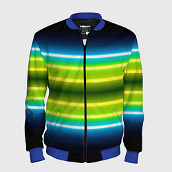 Бомбер мужской Neon multicolored lines, цвет: 3D-синий