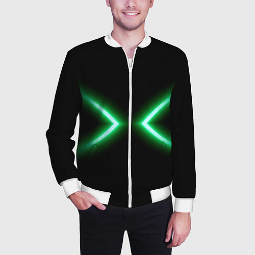 Мужской бомбер Neon green lines / 3D-Белый – фото 3