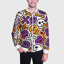 Бомбер мужской Funny skulls, цвет: 3D-белый — фото 2
