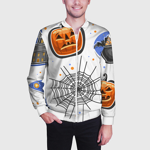 Мужской бомбер Holiday halloween / 3D-Белый – фото 3