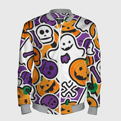 Бомбер мужской Улыбки хэллоуина, цвет: 3D-меланж