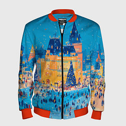 Бомбер мужской Московские новогодние каникулы, цвет: 3D-красный