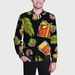 Бомбер мужской Рождественский вайб, цвет: 3D-черный — фото 2