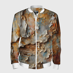 Бомбер мужской Старая штукатурка на стене - абстракция, цвет: 3D-белый