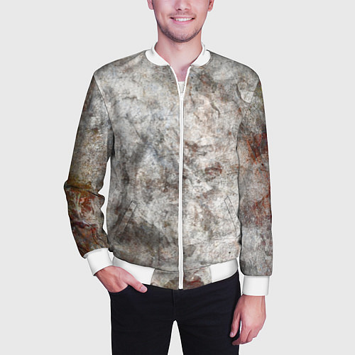 Мужской бомбер Абстракция - gray limestone / 3D-Белый – фото 3