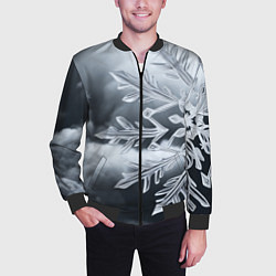 Бомбер мужской Снежинка на черно белое, цвет: 3D-черный — фото 2