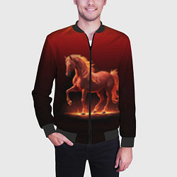 Бомбер мужской Узор с конем огнем, цвет: 3D-черный — фото 2