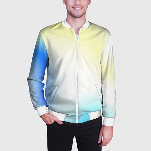 Мужской бомбер Color yellow blue white / 3D-Белый – фото 3