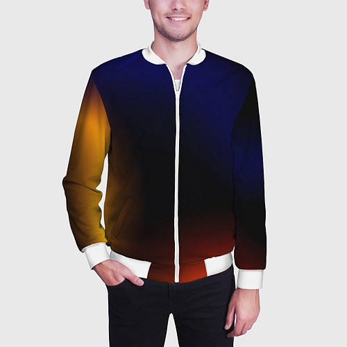 Мужской бомбер Color black red blue / 3D-Белый – фото 3