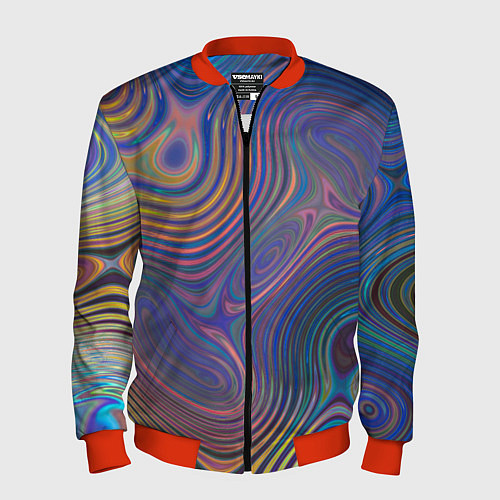 Мужской бомбер Абстрактная рябь / 3D-Красный – фото 1