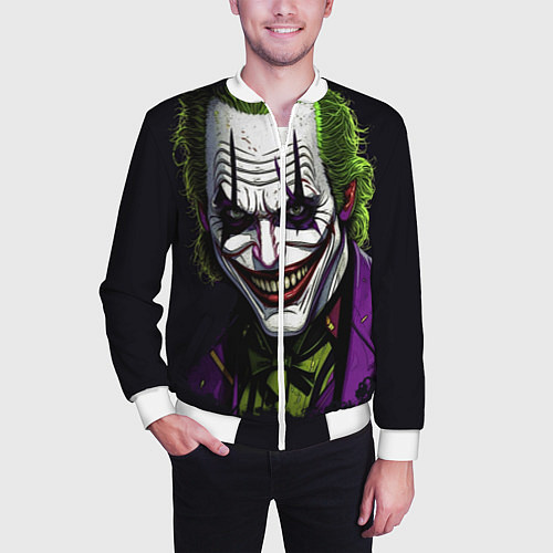 Мужской бомбер Улыбающийся Джокер / 3D-Белый – фото 3