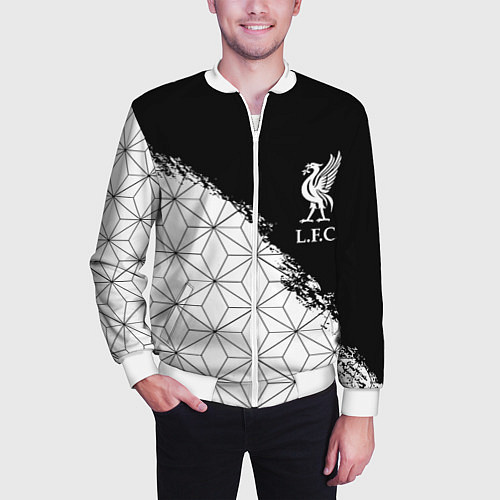Мужской бомбер Liverpool краски текстура геометрия / 3D-Белый – фото 3
