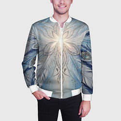 Бомбер мужской Ледяной перьевой орнамент со светом, цвет: 3D-белый — фото 2