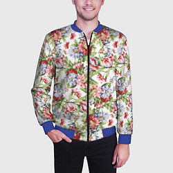 Бомбер мужской Цветы, цвет: 3D-синий — фото 2