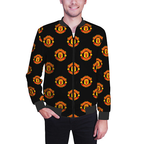 Мужской бомбер Manchester United Pattern / 3D-Черный – фото 3