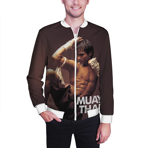 Мужской бомбер Муай тай боец / 3D-Белый – фото 3