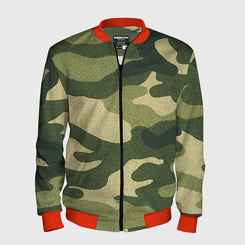 Мужской бомбер Хаки / 3D-Красный – фото 1