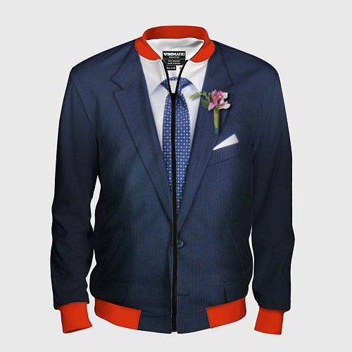 Мужской бомбер Жених / 3D-Красный – фото 1