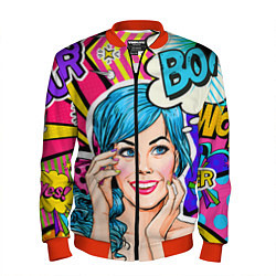 Бомбер мужской Pop art, цвет: 3D-красный