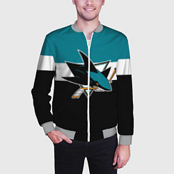Бомбер мужской San Jose Sharks, цвет: 3D-меланж — фото 2