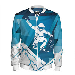 Бомбер мужской Горы и сноубордист, цвет: 3D-белый