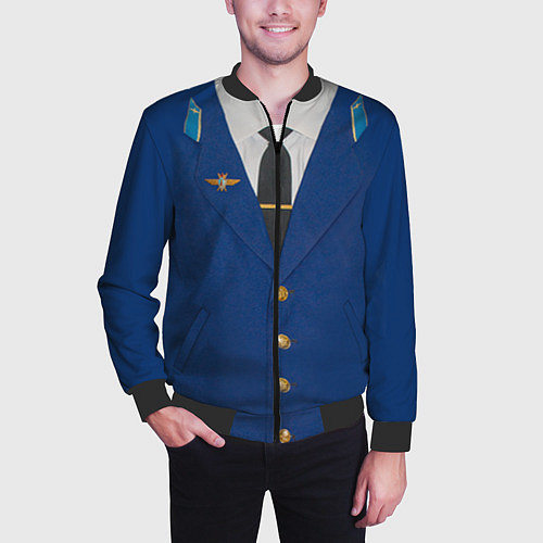 Мужской бомбер Китель / 3D-Черный – фото 3