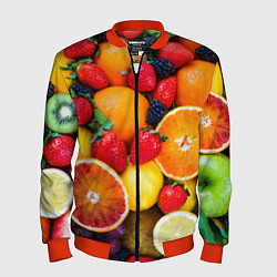 Бомбер мужской Мультифрукт, цвет: 3D-красный