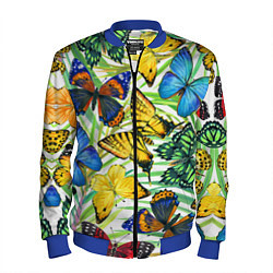Бомбер мужской Тропические бабочки, цвет: 3D-синий