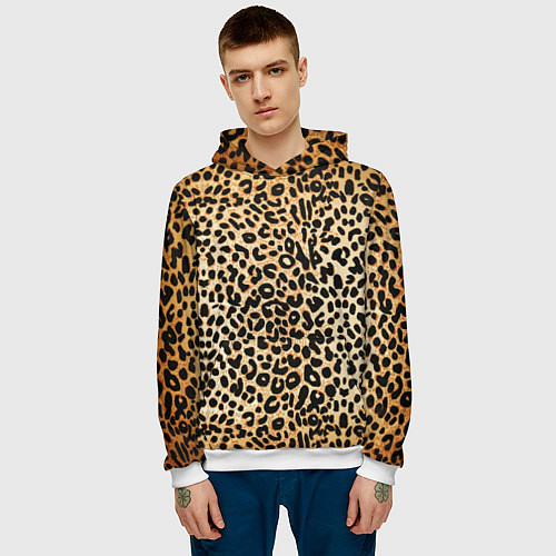 Мужская толстовка Гепард (шкура) / 3D-Белый – фото 3