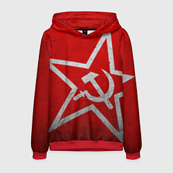 Толстовка-худи мужская Флаг СССР: Серп и Молот, цвет: 3D-красный