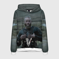 Толстовка-худи мужская Vikings: Ragnarr Lodbrok, цвет: 3D-белый