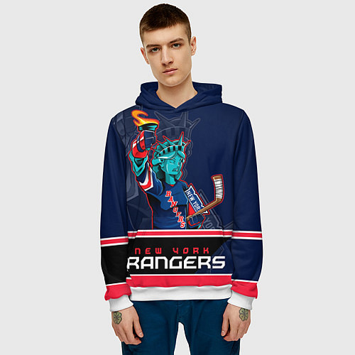 Мужская толстовка New York Rangers / 3D-Белый – фото 3