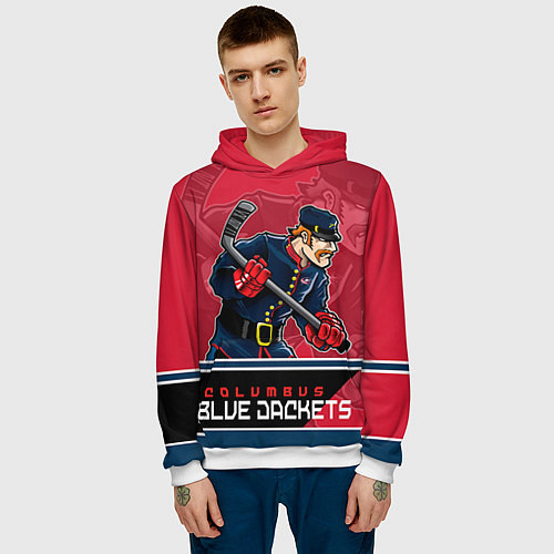 Мужская толстовка Columbus Blue Jackets / 3D-Белый – фото 3