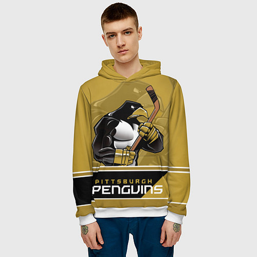 Мужская толстовка Pittsburgh Penguins / 3D-Белый – фото 3