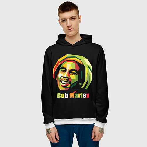 Мужская толстовка Bob Marley Smile / 3D-Белый – фото 3