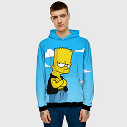 Толстовка-худи мужская Задумчивый Барт, цвет: 3D-черный — фото 2