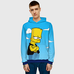 Толстовка-худи мужская Задумчивый Барт, цвет: 3D-синий — фото 2