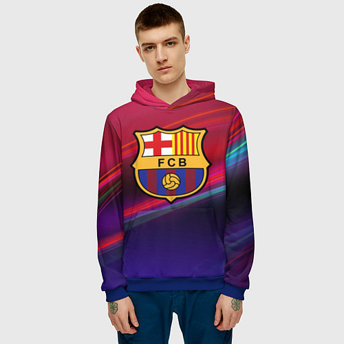 Мужская толстовка ФК Барселона / 3D-Синий – фото 3