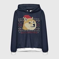 Толстовка-худи мужская Doge Such Christmas, цвет: 3D-белый