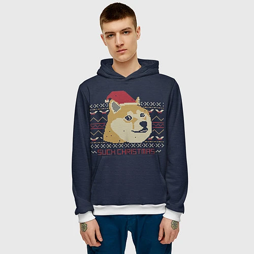 Мужская толстовка Doge Such Christmas / 3D-Белый – фото 3