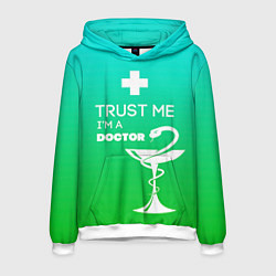 Толстовка-худи мужская Trust me, i'm a doctor, цвет: 3D-белый