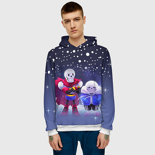 Мужская толстовка Sans & Papyrus / 3D-Белый – фото 3