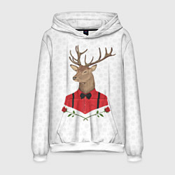 Толстовка-худи мужская Christmas Deer, цвет: 3D-белый