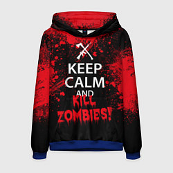 Толстовка-худи мужская Keep Calm & Kill Zombies, цвет: 3D-синий