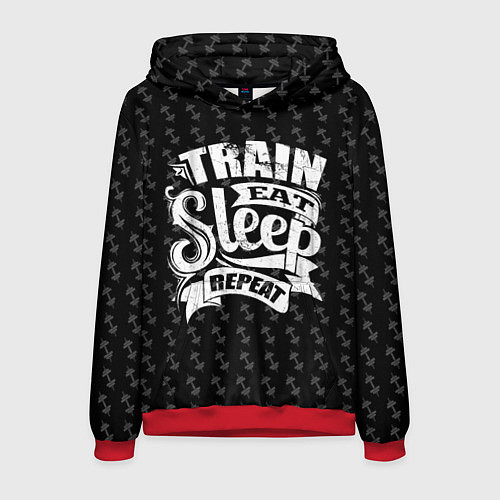 Мужская толстовка Train Eat Sleep Repeat / 3D-Красный – фото 1