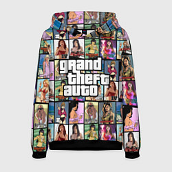Толстовка-худи мужская GTA - все девушки персонажи, цвет: 3D-черный