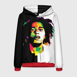 Толстовка-худи мужская Bob Marley: Colors, цвет: 3D-красный