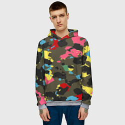Толстовка-худи мужская Цветной камуфляж, цвет: 3D-меланж — фото 2